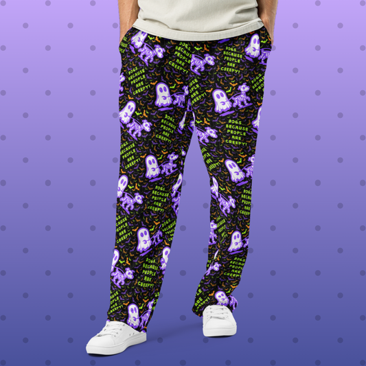 Printed Unisex Wide-Leg Joggers - Various Patterns