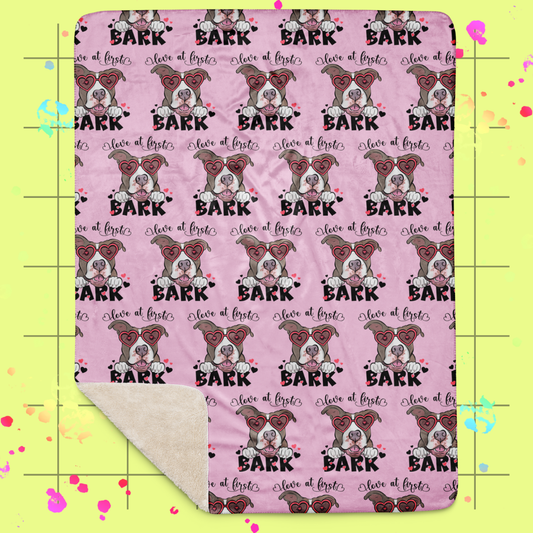 Love at First Bark Sherpa Throw Blanket