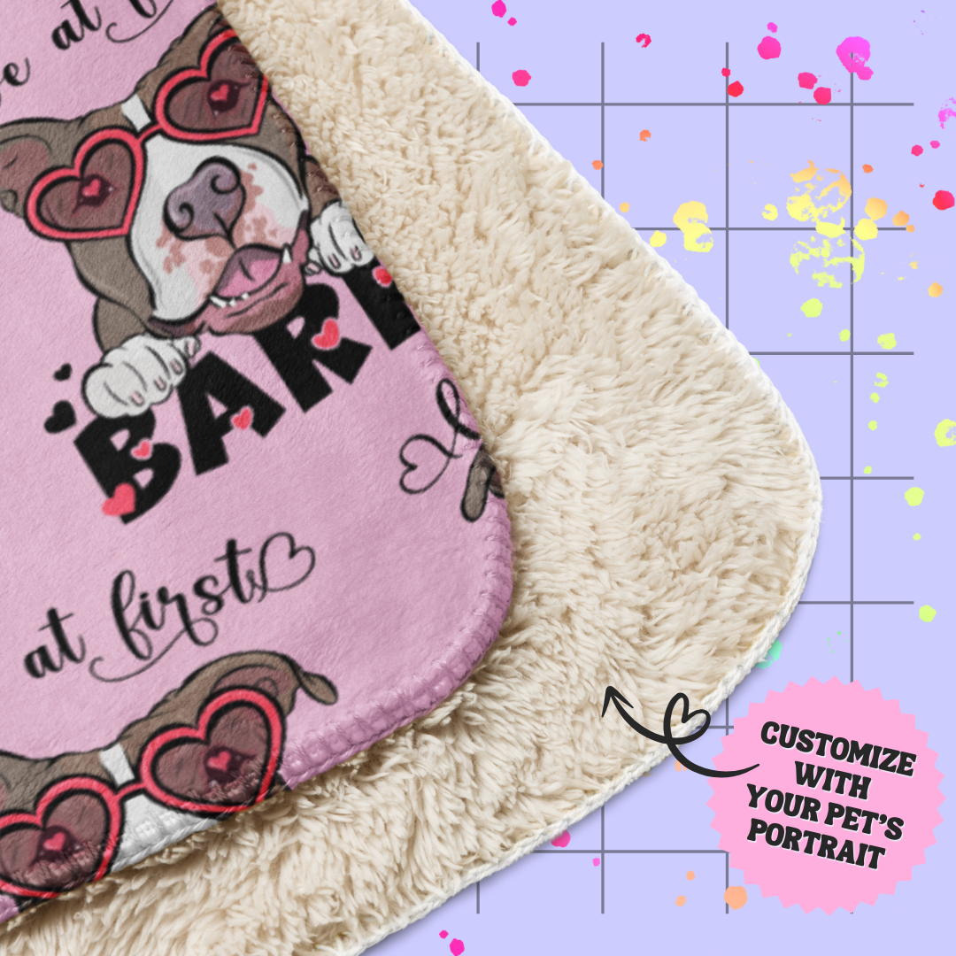 Love at First Bark Sherpa Throw Blanket
