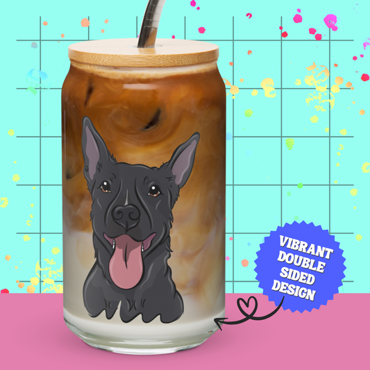 PAWsonalized Glass W/Lid & Straw