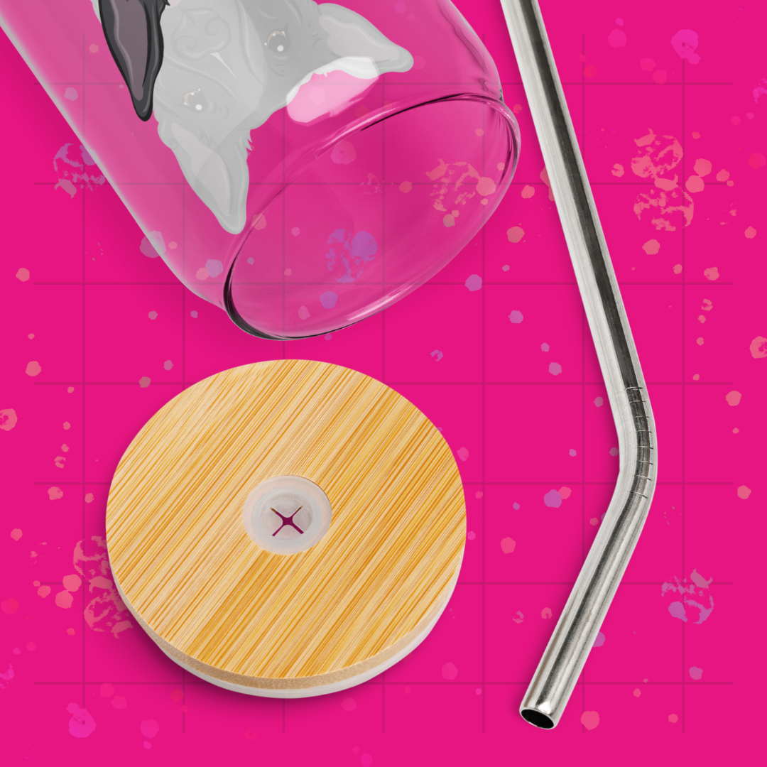 All Heart, No Bite Glass w/Lid & Straw
