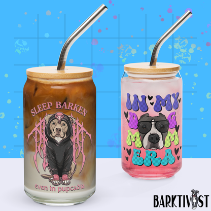 PAWsonalized Glass W/Lid & Straw