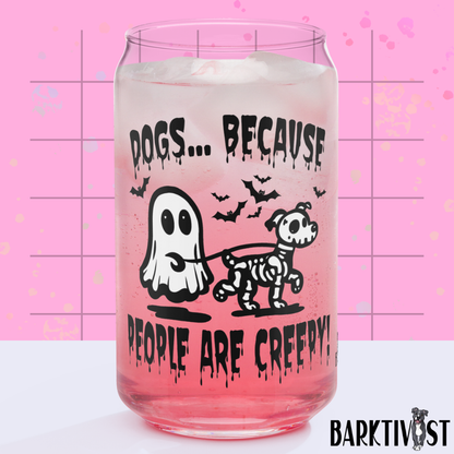 People are Creepy Glass w/Lid & Straw