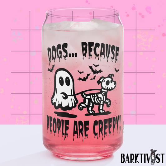 People are Creepy Glass w/Lid & Straw