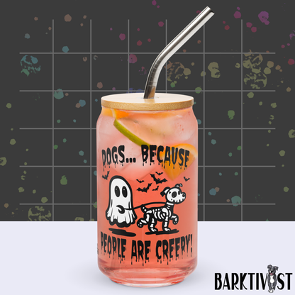 People are Creepy Glass w/Lid & Straw