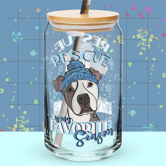 Rescue Is My Favorite Season Glass w/Lid