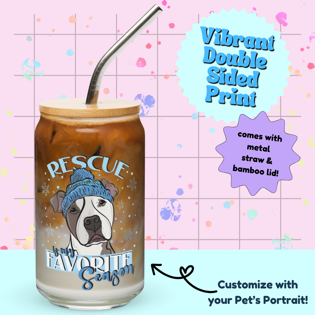 Rescue Is My Favorite Season Glass w/Lid