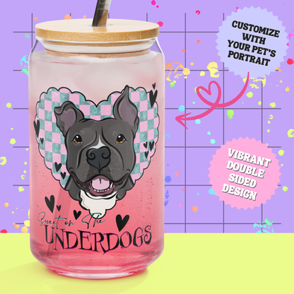 Sweet on the Underdogs Glass w/Lid & Straw