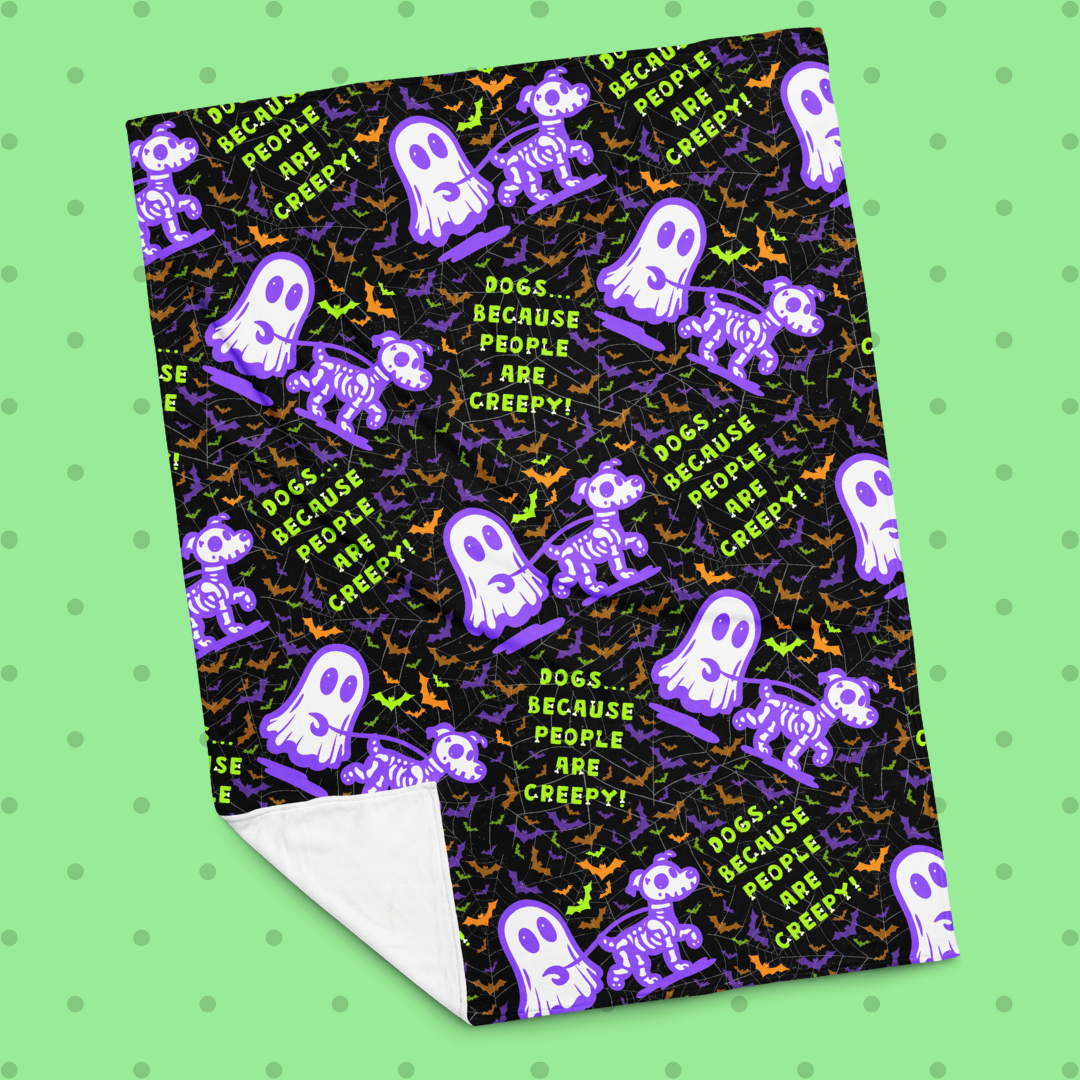 Dogs b/c People are Creepy Throw Blanket
